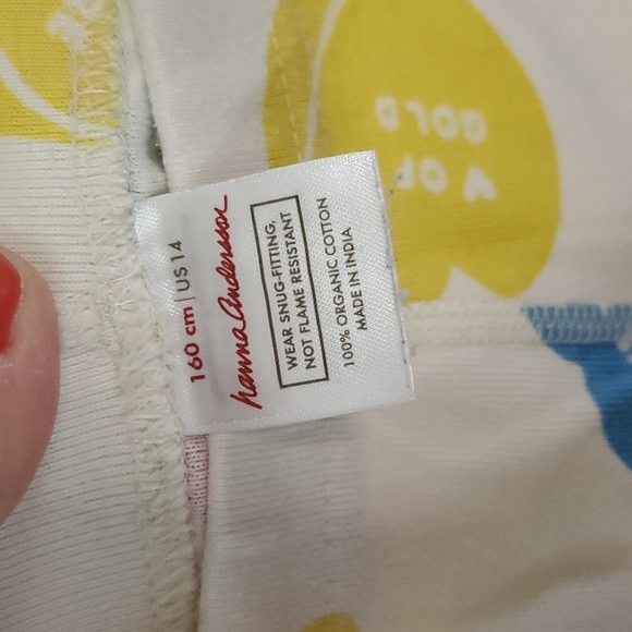 Hanna Andersson Organic Cotton Long John Heart Pajamas Size 14 Top & Bottom - Picture 9 of 16